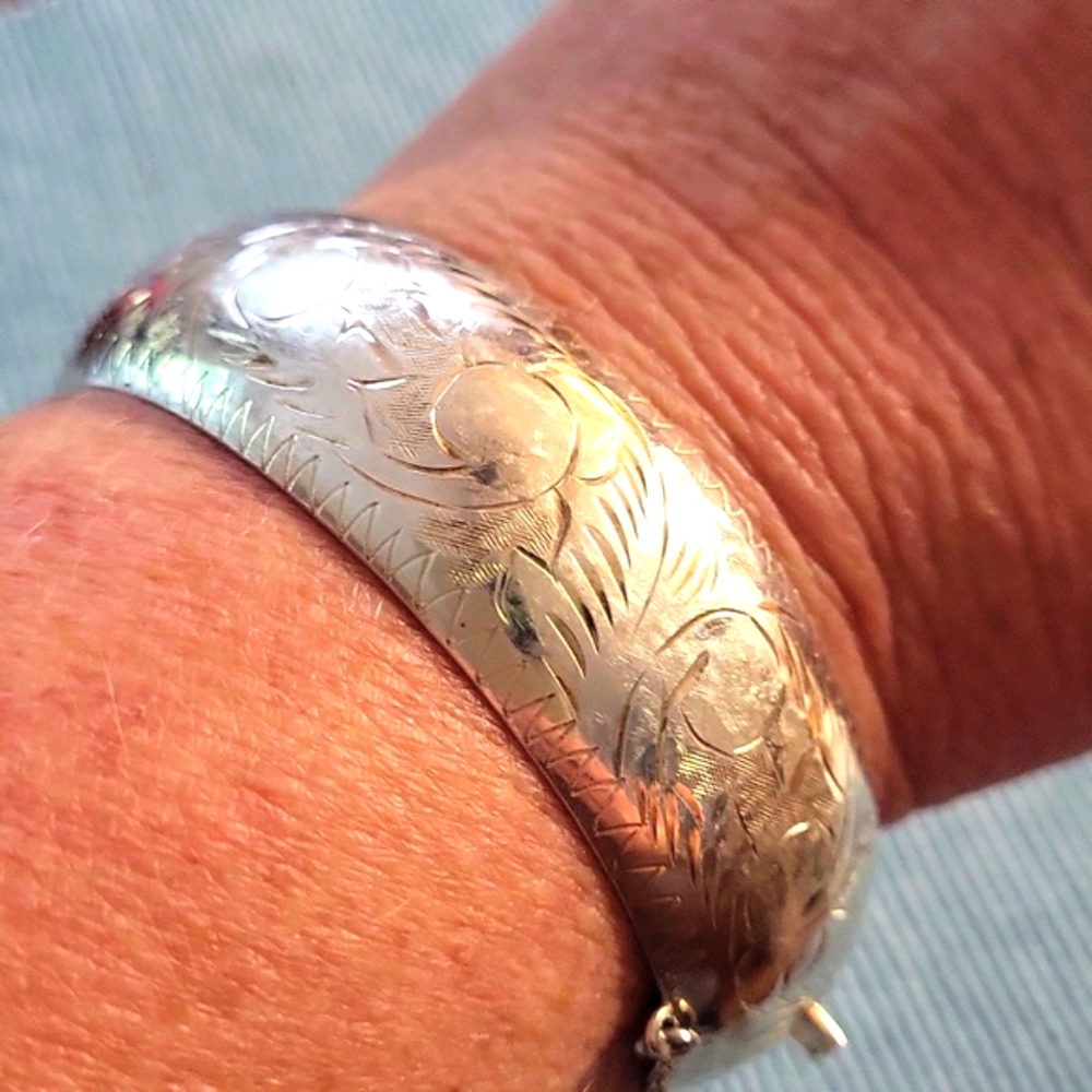 Sterling silver chunky bangle bracelet